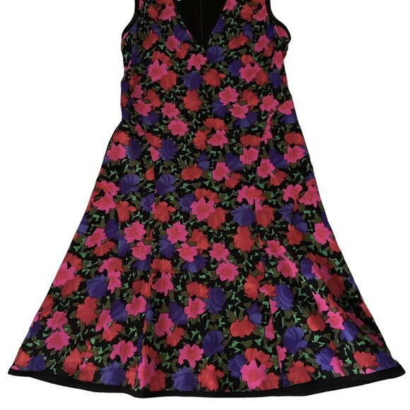 Akris Punto Colorful Wool Silk Floral Dress 6 Fit Flare Sleeveless Designer - Picture 4 of 16